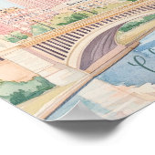 Columbus Ohio Gouache Schilderillustratie Reizen Poster (Hoek)