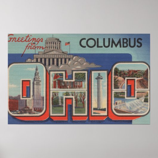 Columbus, Ohio - Grote letterscènes Poster (Voorkant)