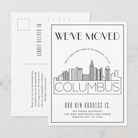Columbus, Ohio Modern Deco | Adres wijzigen Aankondigingskaart (Voorkant / Achterkant)