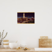 Columbus Ohio nachtelijke scène Poster (Keuken)