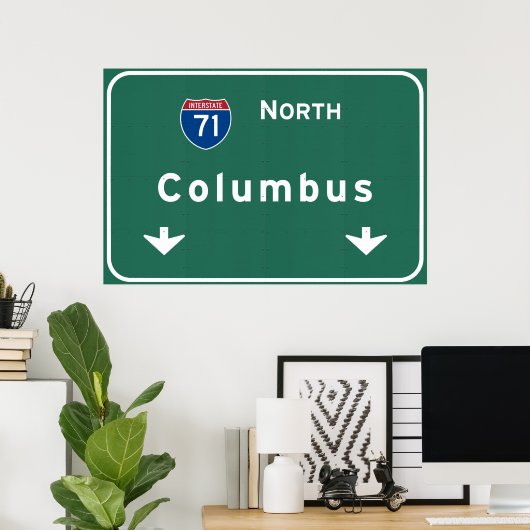 Columbus Ohio oh Interstate Highway Freeway Road : Poster (Thuiskantoor)