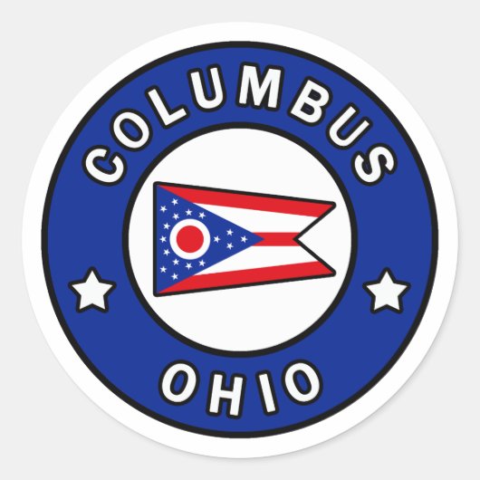 Columbus Ohio Ronde Sticker (Voorkant)