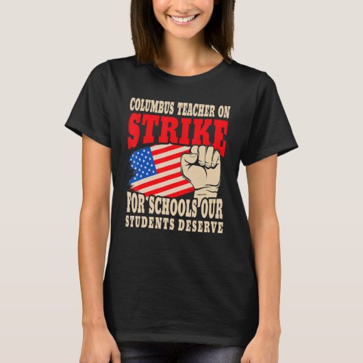 Columbus Ohio School Teachers slaan VS vlag aan T-shirt (Voorkant)