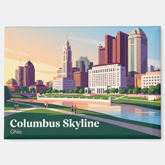 Columbus Ohio Silhouet Magneet (Voorkant)