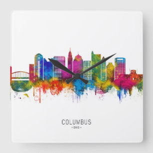 Columbus Ohio Silhouet Vierkante Klok