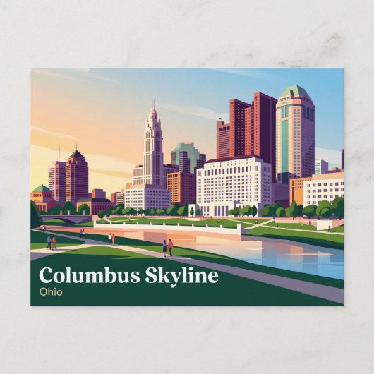 Columbus Ohio Silhouette Briefkaart (Voorkant)