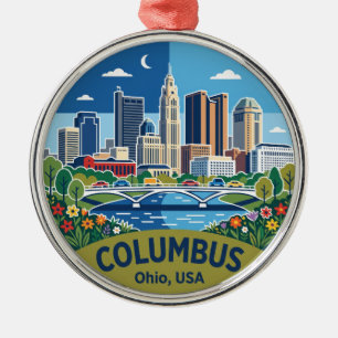 Columbus Ohio Silhouette USA Metalen Ornament
