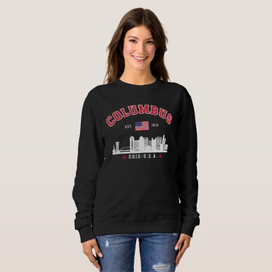 Columbus Ohio Skyline Graphic Trui (Voorkant volledig)