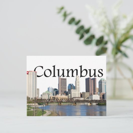 Columbus, Ohio Skyline met Columbus in de hemel Briefkaart (Staand voorkant)