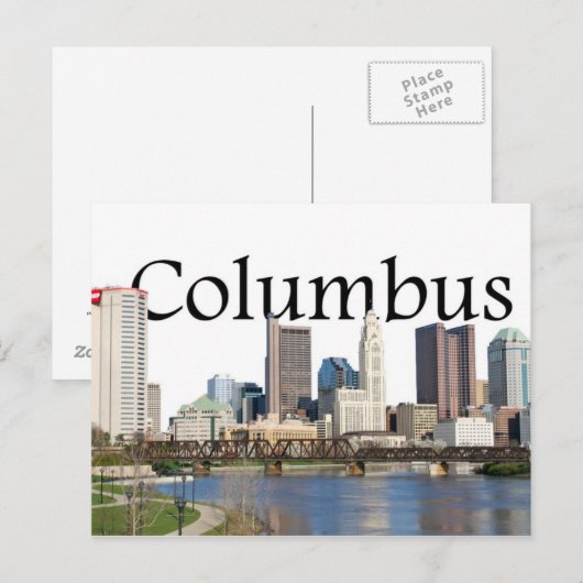 Columbus, Ohio Skyline met Columbus in de hemel Briefkaart (Voorkant / Achterkant)