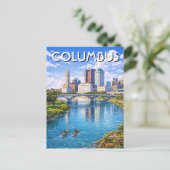 Columbus Ohio Skyline Reis Briefkaart (Staand voorkant)