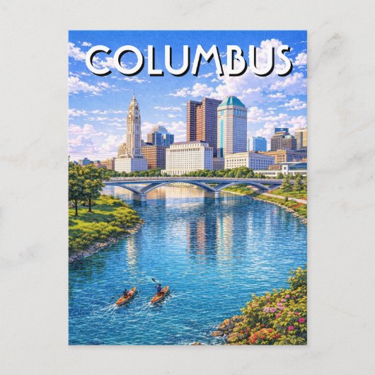 Columbus Ohio Skyline Reis Briefkaart (Voorkant)