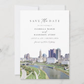 COLUMBUS OHIO Skyline Save the Date Invitation Kaart (Voorkant)