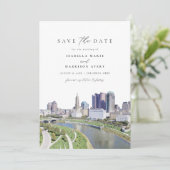 COLUMBUS OHIO Skyline Save the Date Invitation Kaart (Staand voorkant)