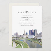 COLUMBUS OHIO Skyline Save the Date Invitation Kaart (Voorkant / Achterkant)