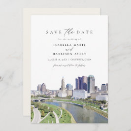 COLUMBUS OHIO Skyline Save the Date Invitation Kaart