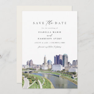 COLUMBUS OHIO Skyline Save the Date Invitation Kaart