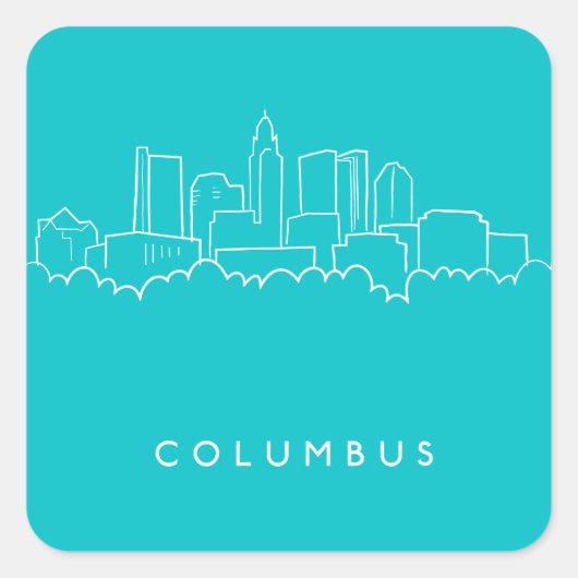 Columbus, Ohio Skyline Vierkante Sticker (Voorkant)