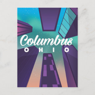 Columbus Ohio skyscraper reisposter print. Briefkaart