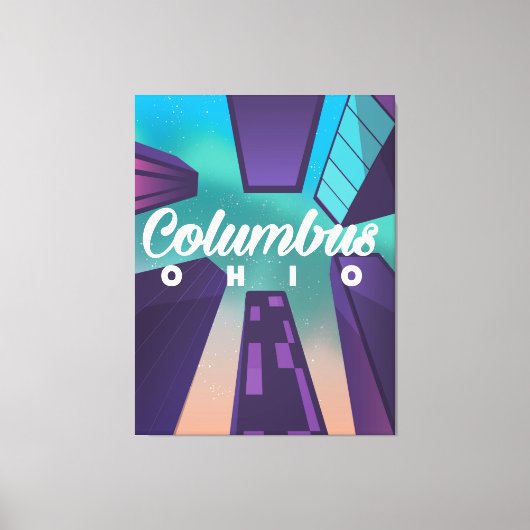 Columbus Ohio skyscraper reisposter print. Canvas Afdruk (Voorkant)