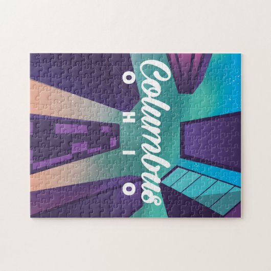Columbus Ohio skyscraper reisposter print. Legpuzzel (Horizontaal)