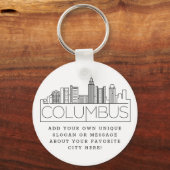 Columbus, Ohio Stylized Skyline Custom Slogan Sleutelhanger (Voorkant)