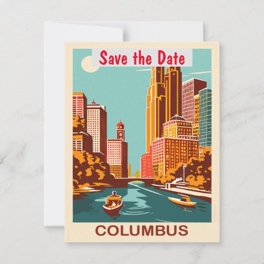 Columbus Ohio Turquoise Trouwuitnodiging Save The Date (Voorkant)