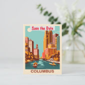 Columbus Ohio Turquoise Trouwuitnodiging Save The Date (Staand voorkant)