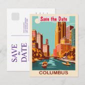 Columbus Ohio Turquoise Trouwuitnodiging Save The Date (Voorkant / Achterkant)