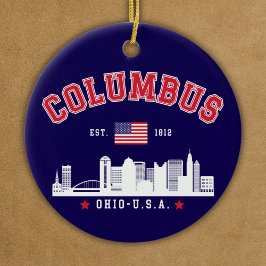 Columbus Ohio Urban Skyline Art Keramisch Ornament
