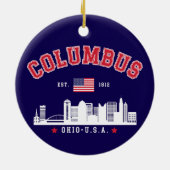 Columbus Ohio Urban Skyline Art Keramisch Ornament (Achterkant)