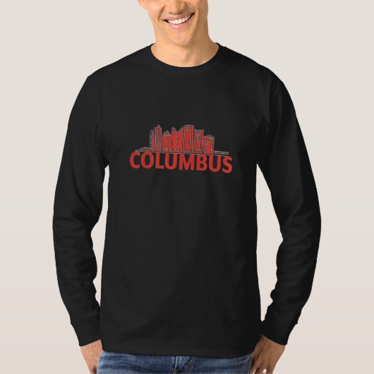 Columbus Ohio USA City Skyline Silhouette Outline  T-shirt (Voorkant)