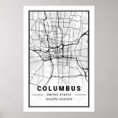 Columbus Ohio USA City Travel City Map Poster (Voorkant)