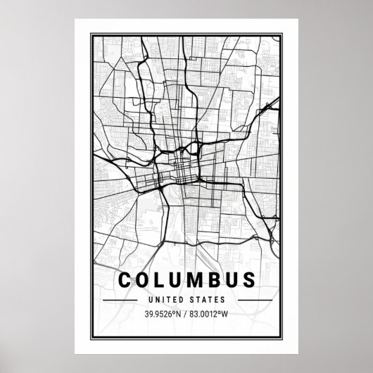 Columbus Ohio USA City Travel City Map Poster (Voorkant)