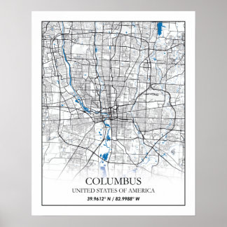 Columbus Ohio USA Travel City Map Poster