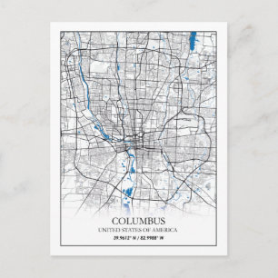 Columbus Ohio USA Travel City Map Poster Briefkaart
