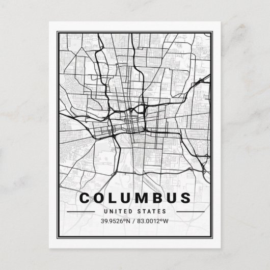 Columbus Ohio USA Travel City Map Poster Briefkaart (Voorkant)