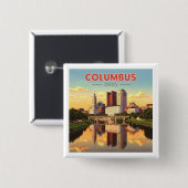 Columbus Ohio Vierkante Button 5,1 Cm (Voorkant /achterkant)