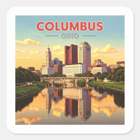  Columbus Ohio Vierkante Sticker (Voorkant)
