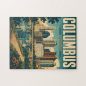 Columbus Ohio Vintage Skyline Puzzel (Horizontaal)