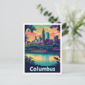 Columbus Ohio Vintage Travel Illustratie Briefkaart (Staand voorkant)