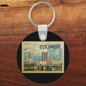 Columbus Ohio Vintage Travel Sleutelhanger (Voorkant)