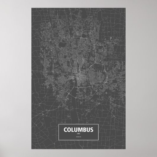 Columbus, Ohio (wit op zwart) Poster (Voorkant)