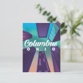 Columbus Ohio wolkenkrabber reisposter print. Briefkaart (Staand voorkant)
