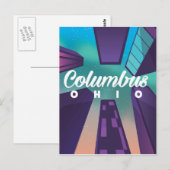 Columbus Ohio wolkenkrabber reisposter print. Briefkaart (Voorkant / Achterkant)