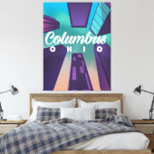 Columbus Ohio wolkenkrabber reisposter print. Canvas Afdruk (Insitu (Slaapkamer))