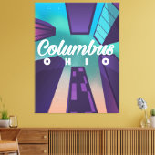 Columbus Ohio wolkenkrabber reisposter print. Canvas Afdruk (Insitu (Woonkamer))