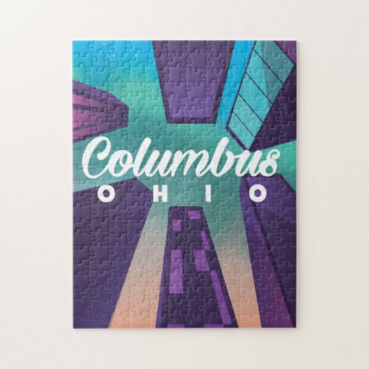 Columbus Ohio wolkenkrabber reisposter print. Legpuzzel (Verticaal)