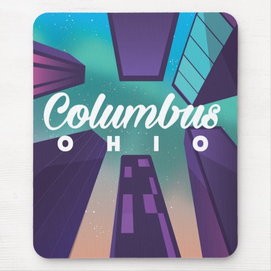 Columbus Ohio wolkenkrabber reisposter print. Muismat (Voorkant)