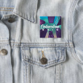 Columbus Ohio wolkenkrabber reisposter print. Vierkante Button 5,1 Cm (In situ)